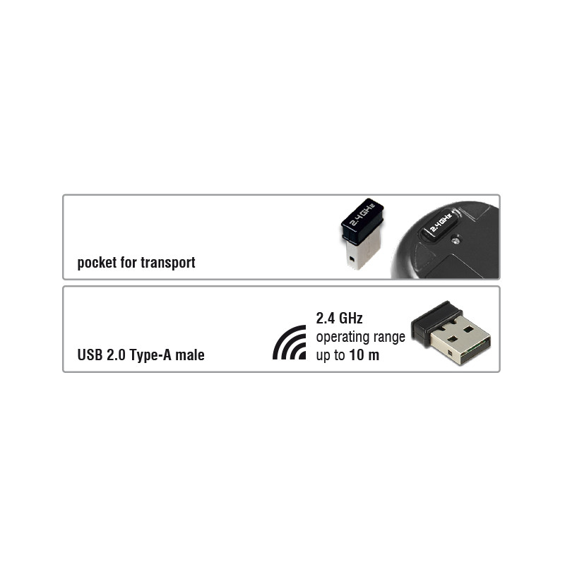 Delock Optische 3-Tasten Mini Maus 2,4 GHz kabellos
