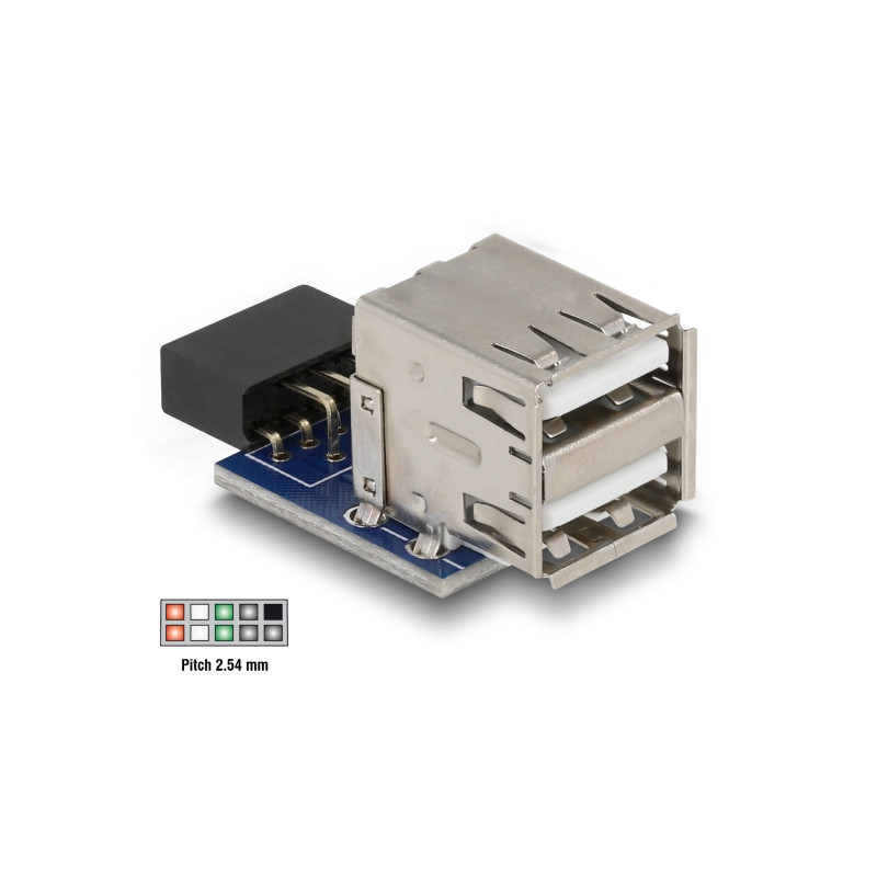Delock USB Pin Header Buchse - 2 x USB 2.0 Buchse - oben