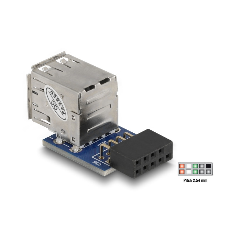 Delock USB Pin Header Buchse - 2 x USB 2.0 Buchse - oben