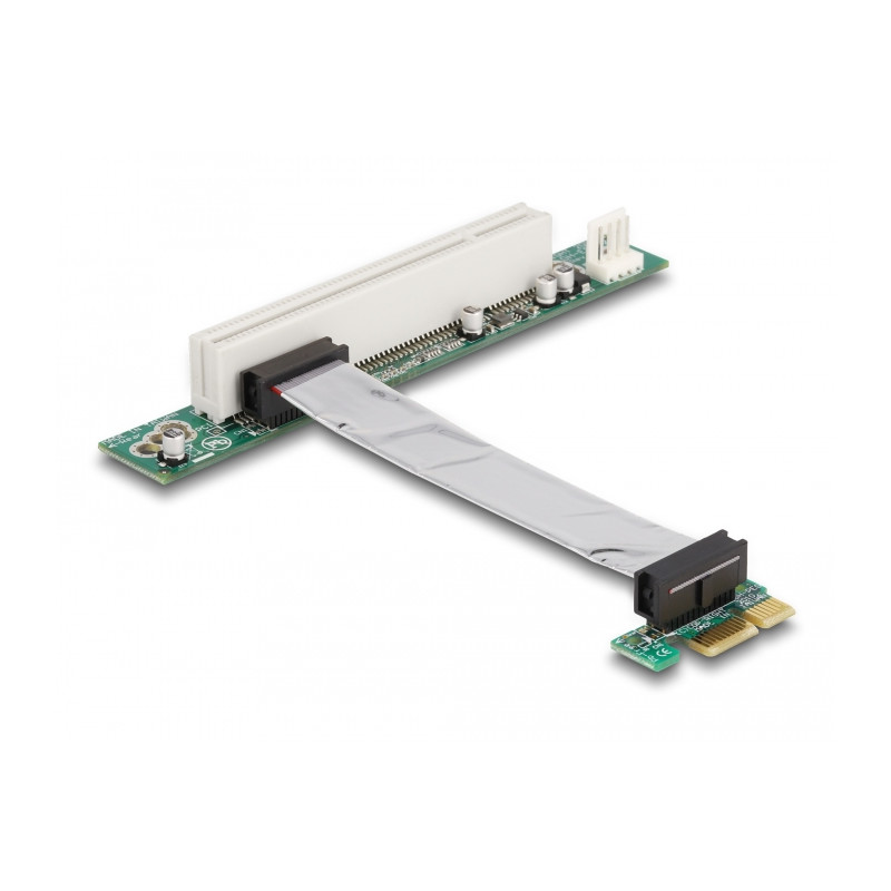 Delock Riser Karte PCI Express x1 - 1 x PCI mit flexiblem Kabel 9 cm links gerichtet