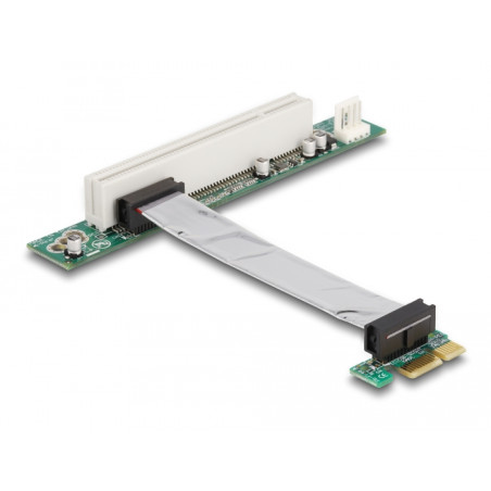 Delock Riser Karte PCI Express x1 - 1 x PCI mit flexiblem Kabel 9 cm links gerichtet
