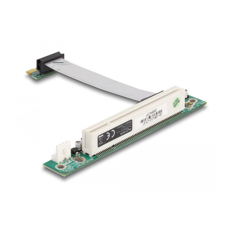 Delock Riser Karte PCI Express x1 - 1 x PCI mit flexiblem Kabel 9 cm links gerichtet