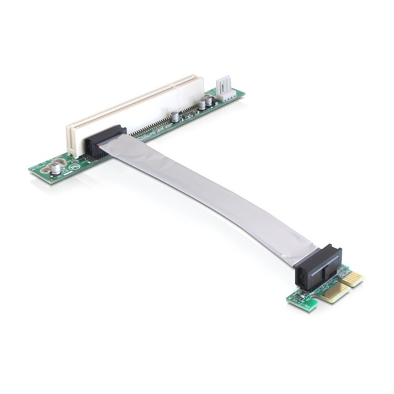 Delock Riser Karte PCI Express x1 - 1 x PCI mit flexiblem Kabel 13 cm links gerichtet
