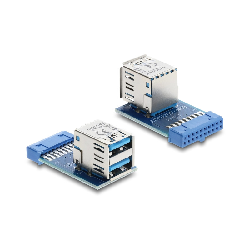 Delock USB 3.0 Pin Header Buchse - 2 x USB 3.0 Buchse - oben, übereinander