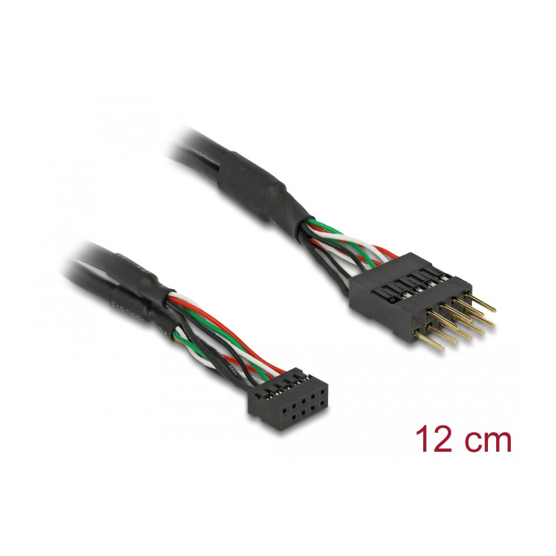 Delock Kabel USB 2.0 Pfostenbuchse 2,00 mm 10 Pin - USB 2.0 Pfostenstecker 2,54 mm 10 Pin 12 cm
