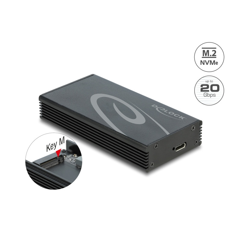 Delock Externes Gehäuse für M.2 NVMe PCIe SSD mit SuperSpeed USB 20 Gbps (USB 3.2 Gen 2x2) USB Type-C™ Buchse