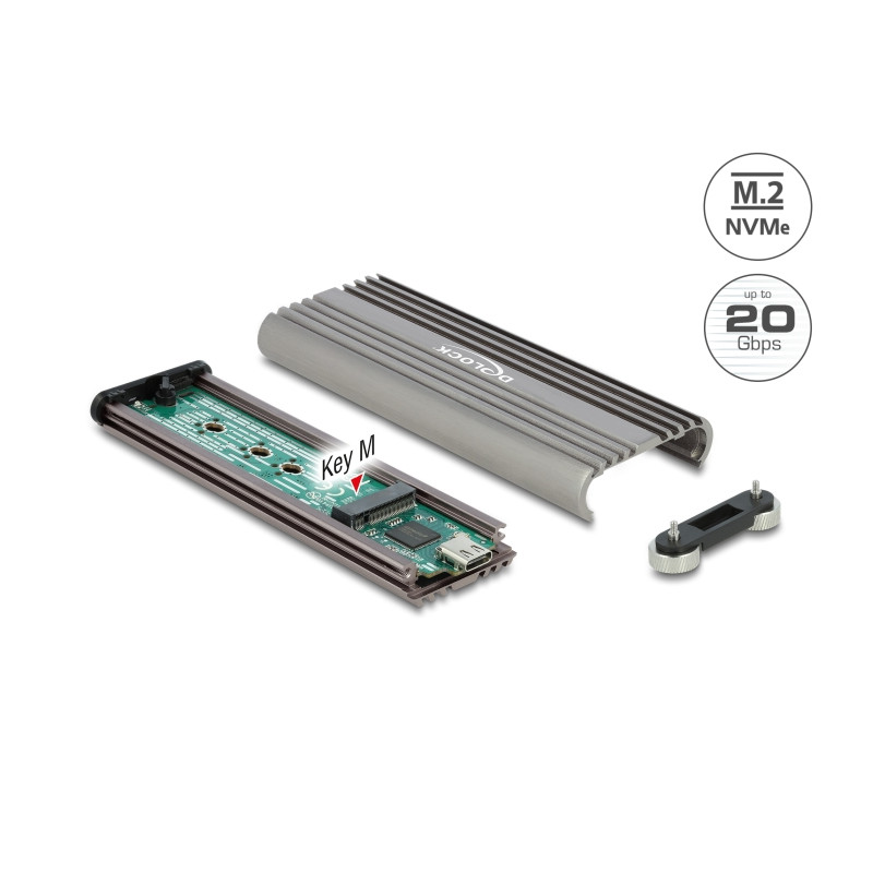 Delock Externes Gehäuse für M.2 NVMe PCIe SSD mit USB 20 Gbps USB Type-C™ Buchse - werkzeugfrei