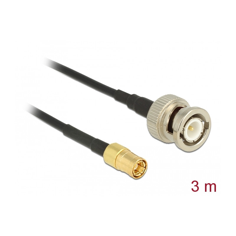 Delock Antennenkabel BNC Stecker 50 Ohm - SMB Stecker RG-174 3 m