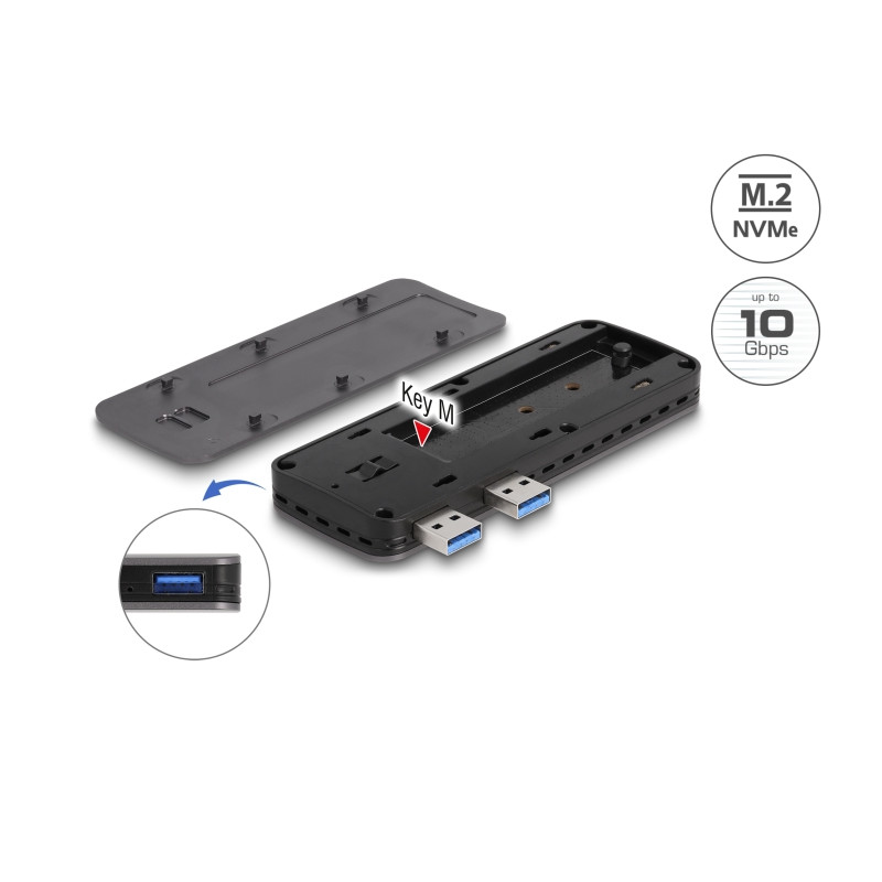 Delock USB 3.2 Gen 2 Gehäuse für PlayStation®5 mit M.2 NVMe Slot - werkzeugfrei