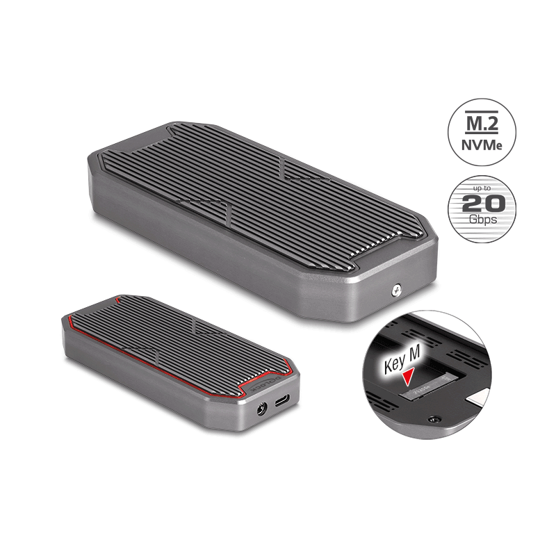 Delock Externes Gaming Gehäuse für M.2 NVMe PCIe SSD mit SuperSpeed USB 20 Gbps (USB 3.2 Gen 2x2) USB Type-C™ Buchse und RGB LED