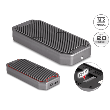 Delock Externes Gaming Gehäuse für M.2 NVMe PCIe SSD mit SuperSpeed USB 20 Gbps (USB 3.2 Gen 2x2) USB Type-C™ Buchse und RGB LED
