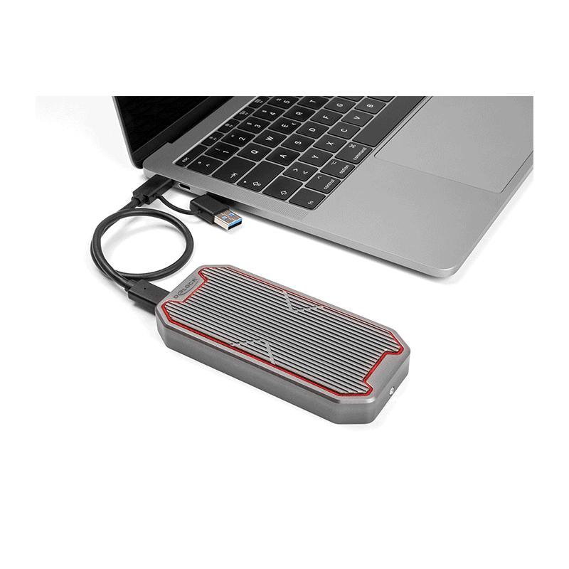Delock Externes Gaming Gehäuse für M.2 NVMe PCIe SSD mit SuperSpeed USB 20 Gbps (USB 3.2 Gen 2x2) USB Type-C™ Buchse und RGB LED