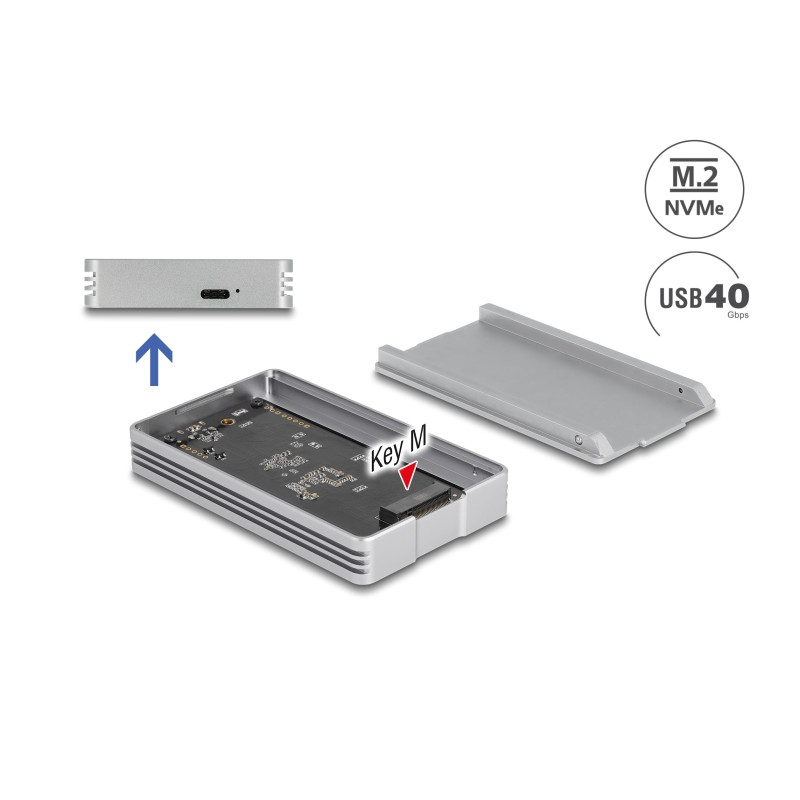 Delock USB4™ 40 Gbps Gehäuse für 1 x M.2 NVMe SSD - werkzeugfrei