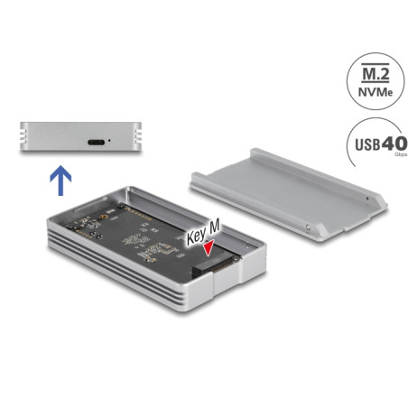 Delock USB4™ 40 Gbps Gehäuse für 1 x M.2 NVMe SSD - werkzeugfrei
