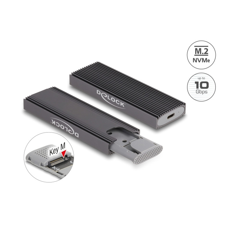 Delock Externes USB Type-C™ Combo Gehäuse für M.2 NVMe PCIe oder SATA SSD - werkzeugfrei