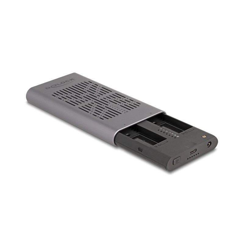 Delock Externes USB 20 Gbps Gehäuse für 2 x M.2 NVMe PCIe SSD mit USB Type-C™ Buchse und Klon Funktion