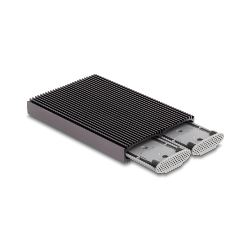 Delock Externes USB Type-C™ Dual Combo Gehäuse für 2 x M.2 NVMe PCIe oder SATA SSD - werkzeugfrei