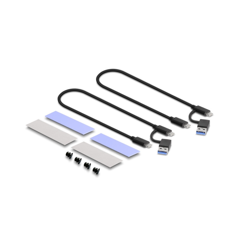Delock Externes USB Type-C™ Dual Combo Gehäuse für 2 x M.2 NVMe PCIe oder SATA SSD - werkzeugfrei