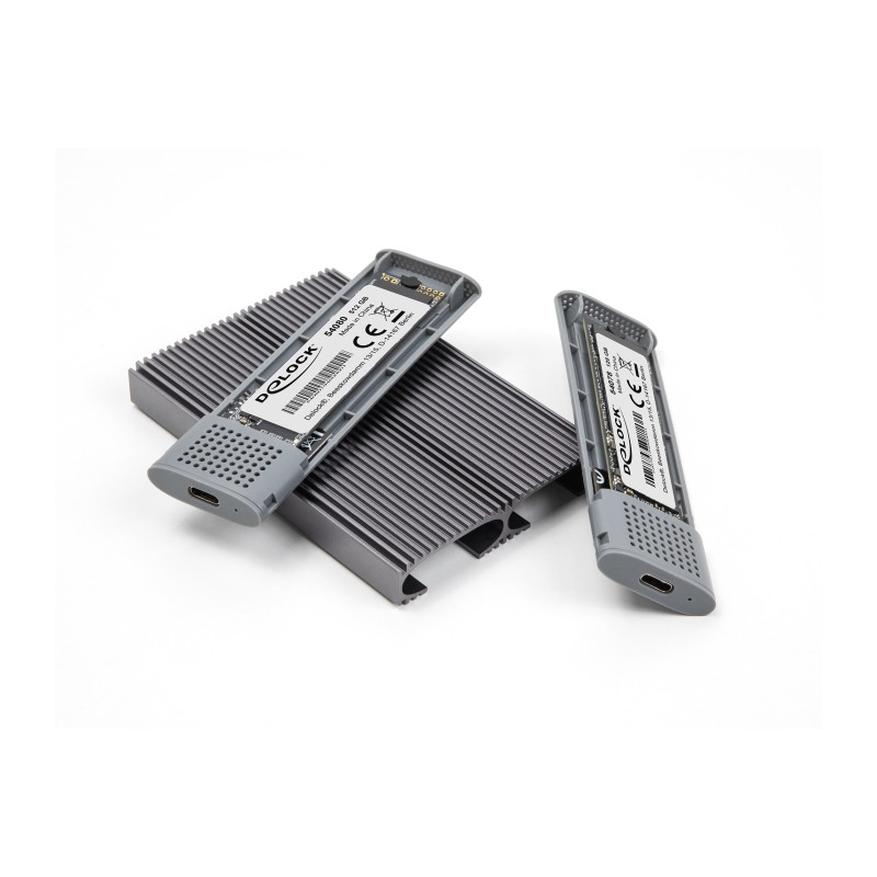 Delock Externes USB Type-C™ Dual Combo Gehäuse für 2 x M.2 NVMe PCIe oder SATA SSD - werkzeugfrei