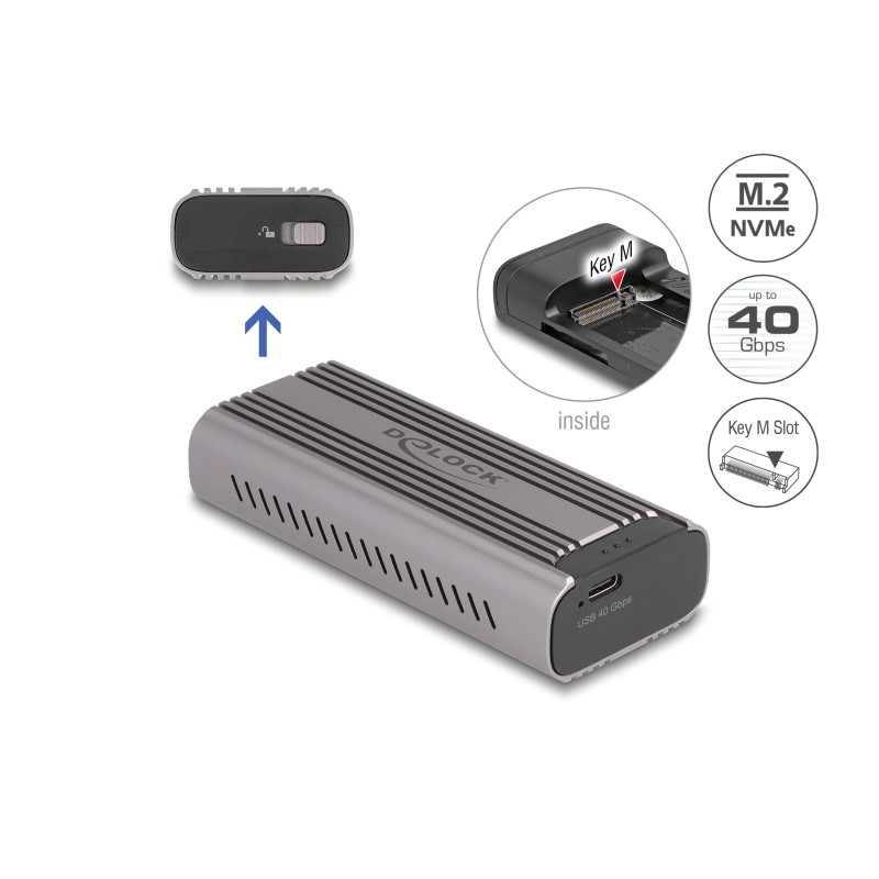 Delock USB Type-C™ 40 Gbps Gehäuse für 1 x M.2 NVMe PCIe SSD