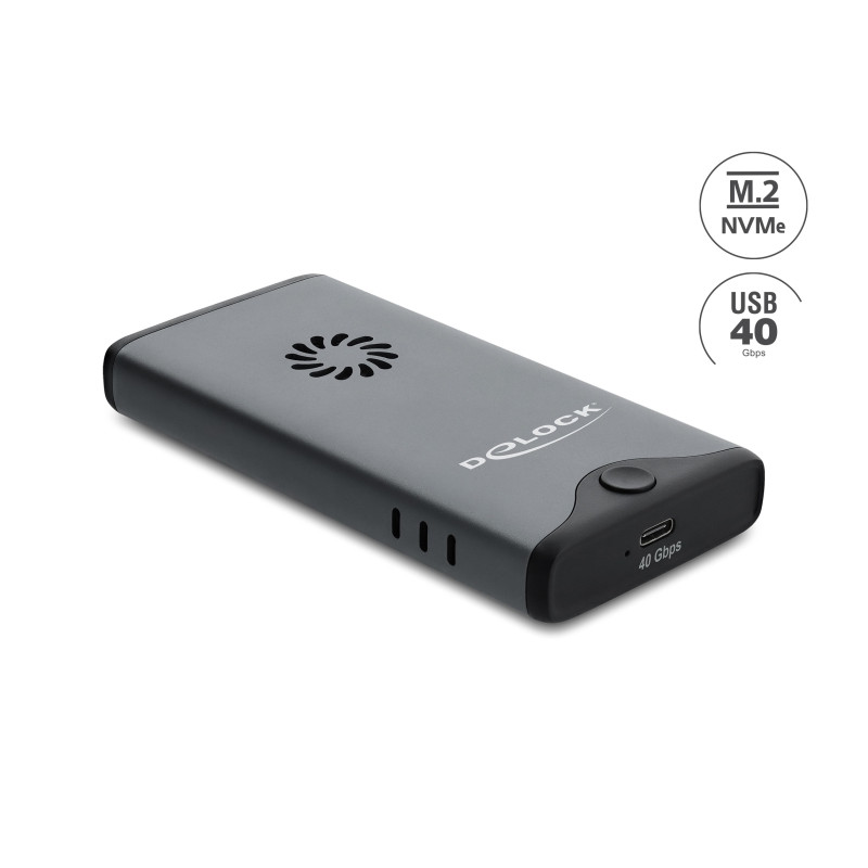 Delock USB Type-C™ 40 Gbps Gehäuse für 1 x M.2 NVMe PCIe SSD mit Lüfter - werkzeugfrei