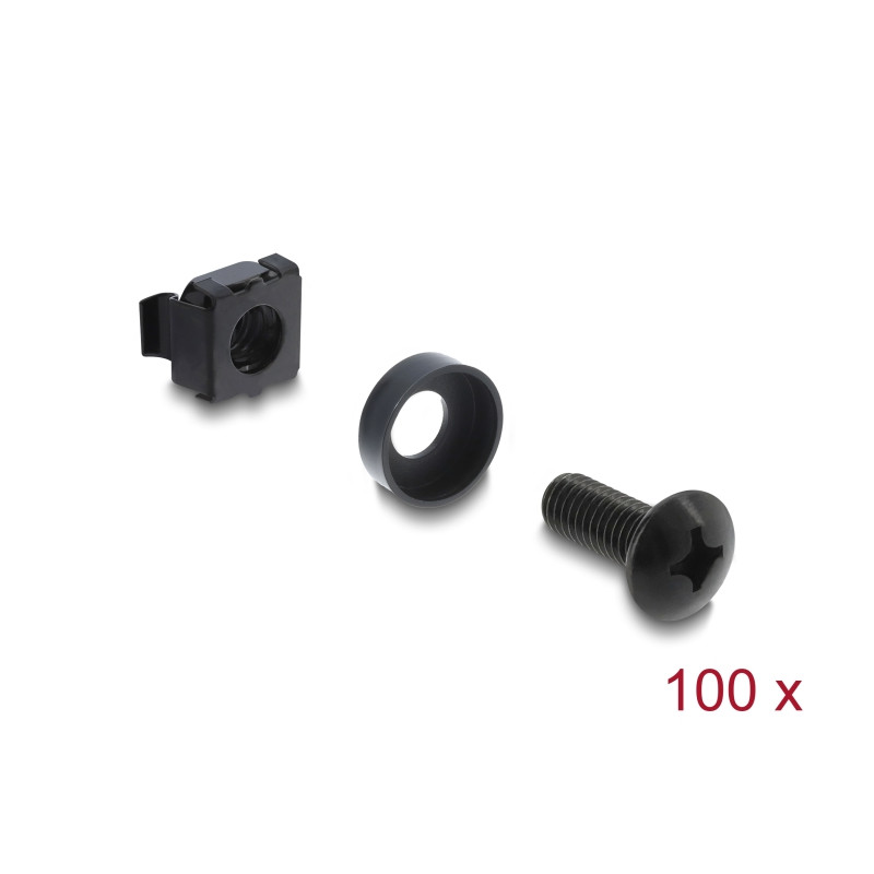 Delock Rack Montage Set für 10″ und 19″ 100 Stück schwarz