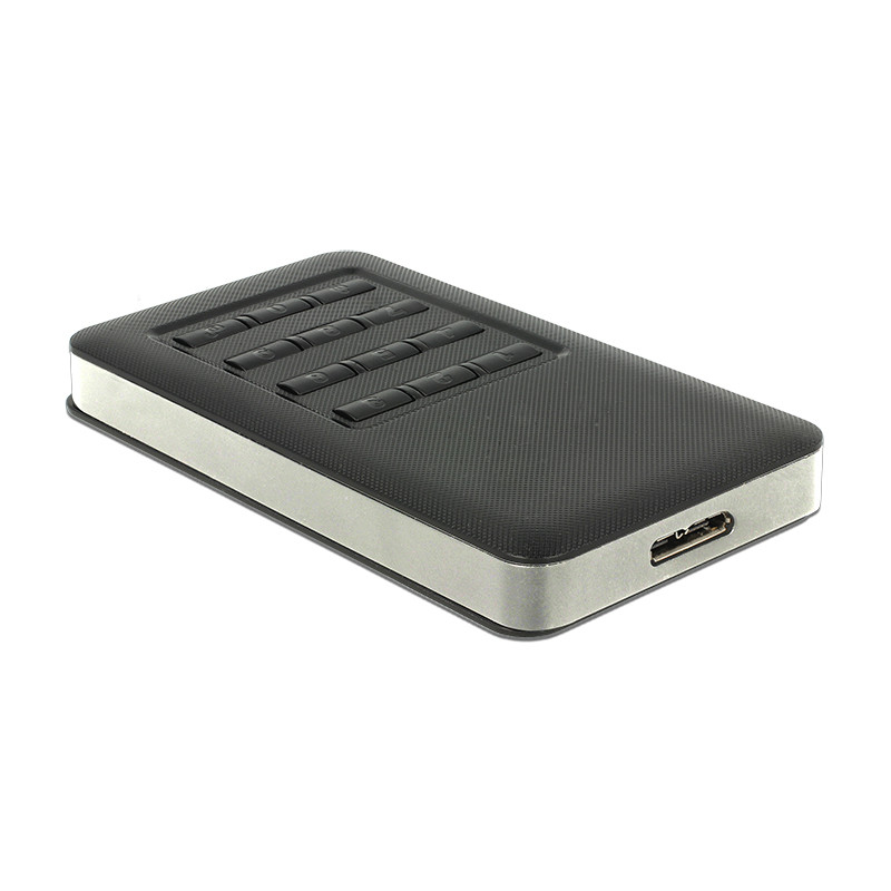 Delock Externes Gehäuse M.2 Key B 42 mm SSD - USB 3.0 Typ Micro-B Buchse mit Verschlüsselungsfunktion