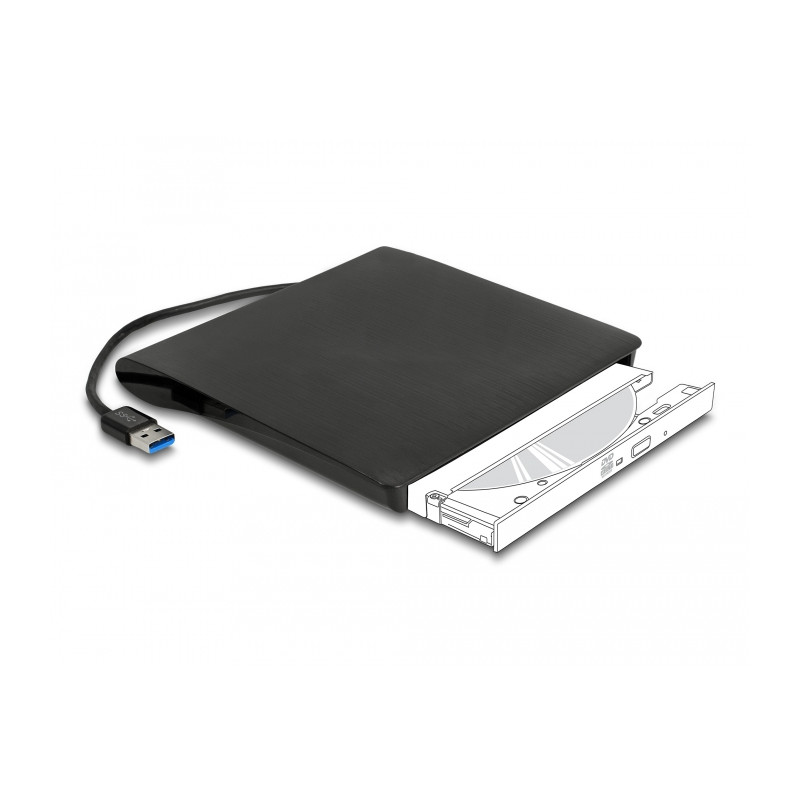 Delock Externes Gehäuse für 5.25″ Ultra Slim SATA Laufwerke 9,5 mm zu USB Typ-A Stecker