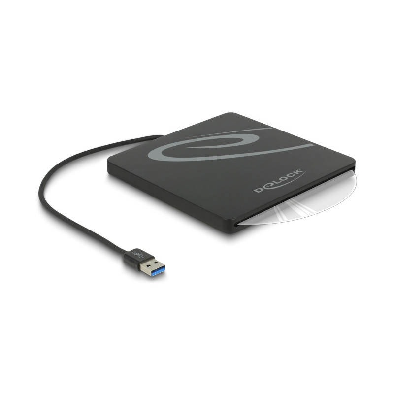 Delock Externes Gehäuse für 5.25″ Slot-in Slim SATA Laufwerke 9,5 / 12,7 mm zu USB Typ-A Stecker schwarz