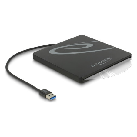 Delock Externes Gehäuse für 5.25″ Slot-in Slim SATA Laufwerke 9,5 / 12,7 mm zu USB Typ-A Stecker schwarz