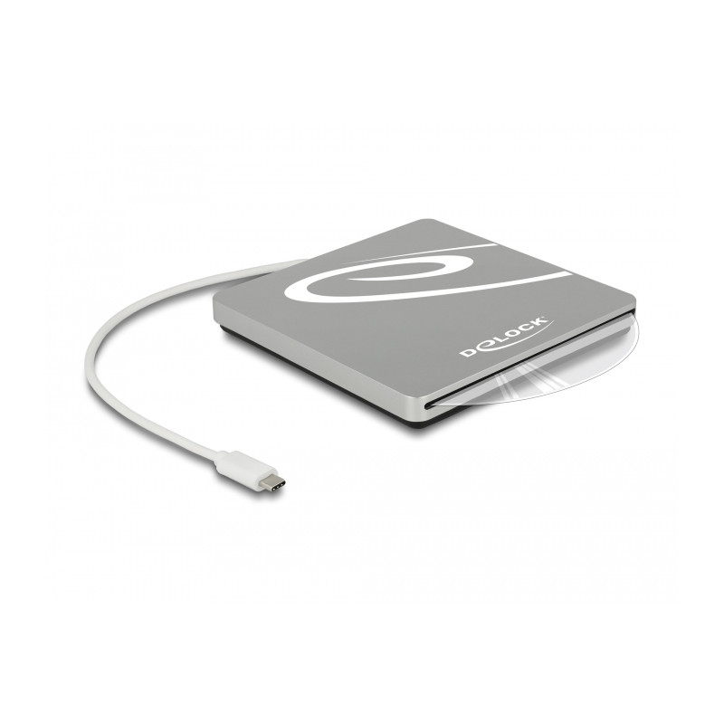 Delock Externes Gehäuse für 5.25″ Slot-in Slim SATA Laufwerke 9,5 / 12,7 mm zu USB Type-C™ Stecker silber