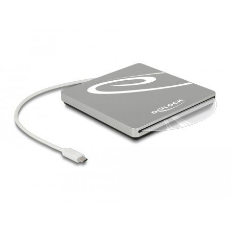 Delock Externes Gehäuse für 5.25″ Slot-in Slim SATA Laufwerke 9,5 / 12,7 mm zu USB Type-C™ Stecker silber
