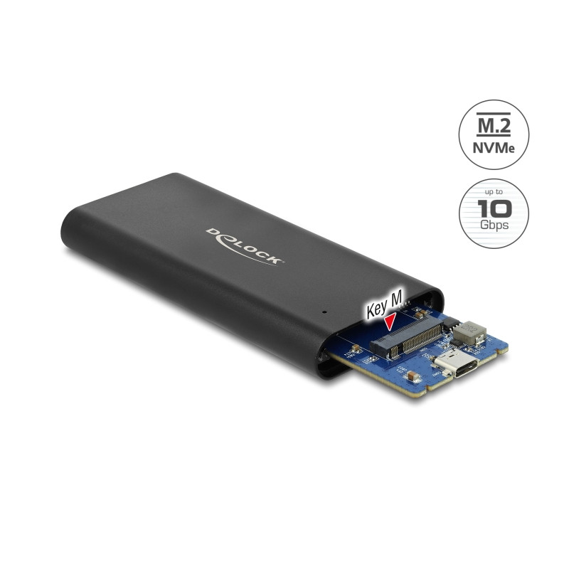 Delock Externes Gehäuse für M.2 NVMe PCIe SSD mit SuperSpeed USB 10 Gbps (USB 3.1 Gen 2) USB Type-C™ Buchse