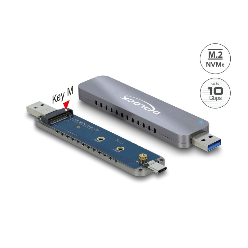 Delock Externes Gehäuse für M.2 NVMe PCIe SSD mit USB Type-C™ und Typ-A Stecker