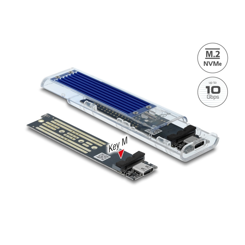 Delock Externes Gehäuse für M.2 NVMe PCIe SSD mit USB Type-C™ Buchse transparent