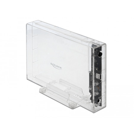 Delock Externes Gehäuse für 3.5″ SATA HDD mit USB Type-C™ Buchse transparent - werkzeugfrei