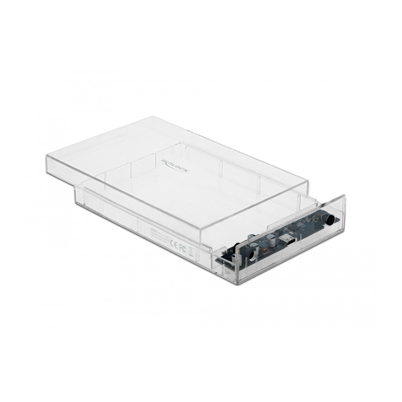 Delock Externes Gehäuse für 3.5″ SATA HDD mit USB Type-C™ Buchse transparent - werkzeugfrei
