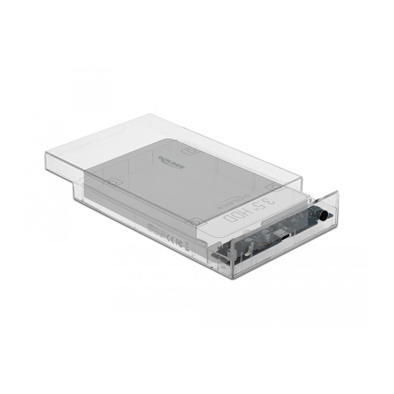 Delock Externes Gehäuse für 3.5″ SATA HDD mit USB Type-C™ Buchse transparent - werkzeugfrei