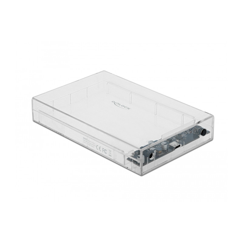 Delock Externes Gehäuse für 3.5″ SATA HDD mit USB Type-C™ Buchse transparent - werkzeugfrei