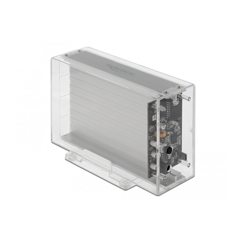 Delock Externes Dual Gehäuse für 2 x 3.5″ SATA HDD mit USB Type-C™ Buchse transparent - werkzeugfrei