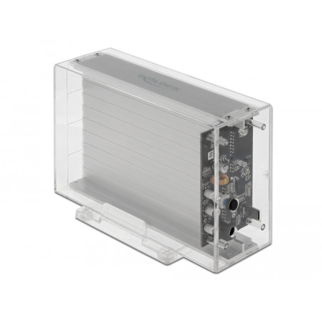 Delock Externes Dual Gehäuse für 2 x 3.5″ SATA HDD mit USB Type-C™ Buchse transparent - werkzeugfrei