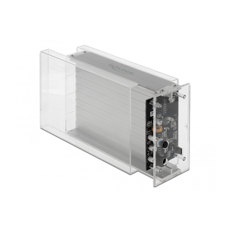 Delock Externes Dual Gehäuse für 2 x 3.5″ SATA HDD mit USB Type-C™ Buchse transparent - werkzeugfrei