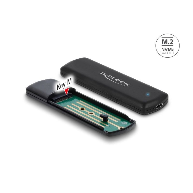 Delock Externes USB Type-C™ Combo Gehäuse für M.2 NVMe PCIe oder SATA SSD - werkzeugfrei
