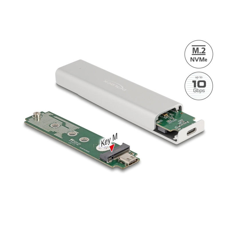 Delock Externes Gehäuse für M.2 NVMe PCIe SSD mit SuperSpeed USB 10 Gbps (USB 3.2 Gen 2) USB Type-C™ Buchse