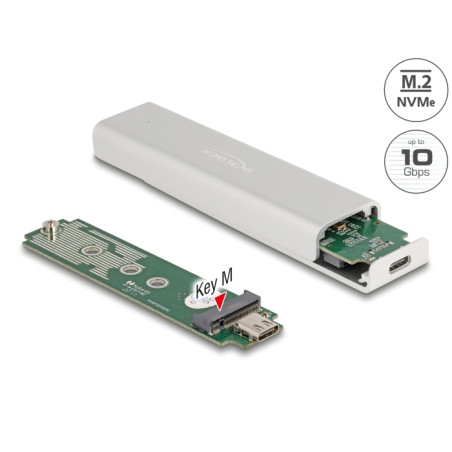 Delock Externes Gehäuse für M.2 NVMe PCIe SSD mit SuperSpeed USB 10 Gbps (USB 3.2 Gen 2) USB Type-C™ Buchse