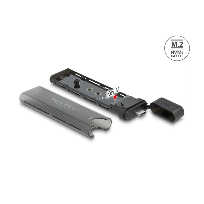 Delock Externes USB Type-C™ Combo Gehäuse für M.2 NVMe PCIe oder SATA SSD - werkzeugfrei
