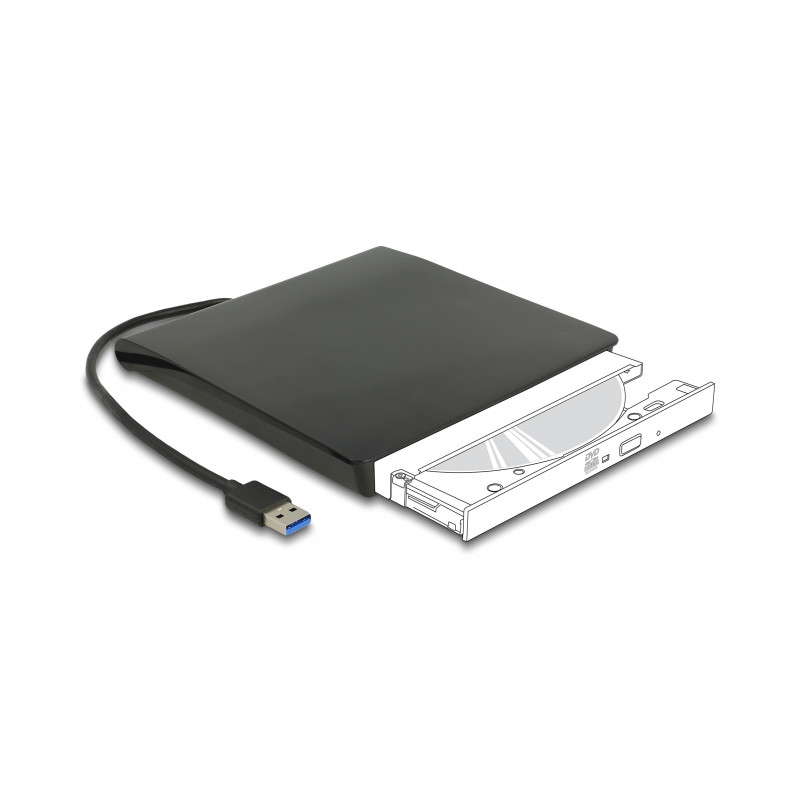 Delock Externes Gehäuse für 5.25″ Slim SATA Laufwerke 12,7 mm zu SuperSpeed USB 5 Gbps Typ-A Stecker