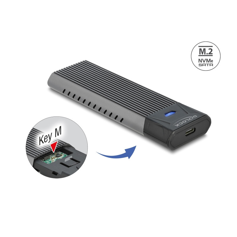 Delock Externes USB Type-C™ Combo Gehäuse für M.2 NVMe PCIe oder SATA SSD - werkzeugfrei