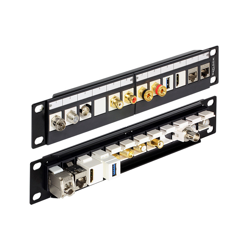 Delock 10″ Keystone Patchpanel 12 Port schwarz