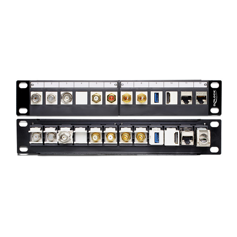Delock 10″ Keystone Patchpanel 12 Port schwarz
